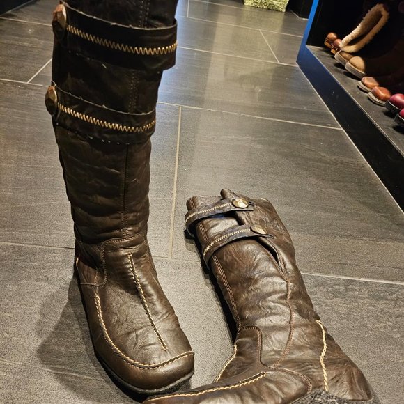 Tall winter boots - real leather and sheeps wool - Rieker - Size 39EU (8.5 US) - Picture 3 of 5